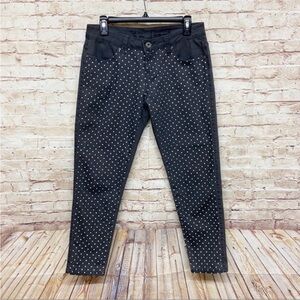 Velvet Heart Womens Skinny Jeans Size 27 Boho Premium Denim White Polka Dot Gray